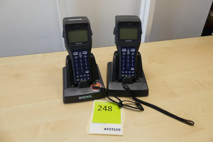 2x Denso Barcode-Handterminal mit Ladestation